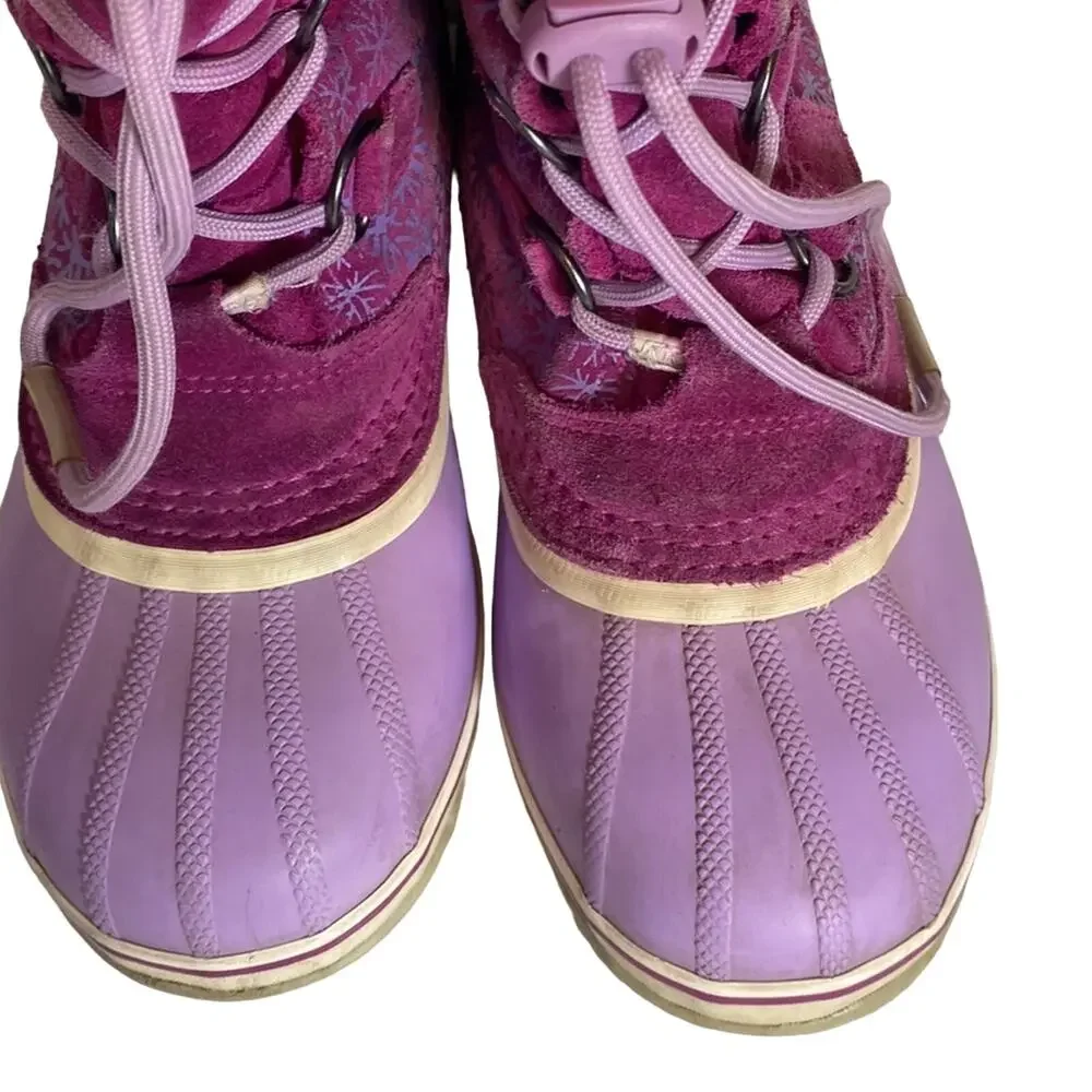 Sorel Pink Waterproof Winter Snow Boots Snowflake Youth Size 6